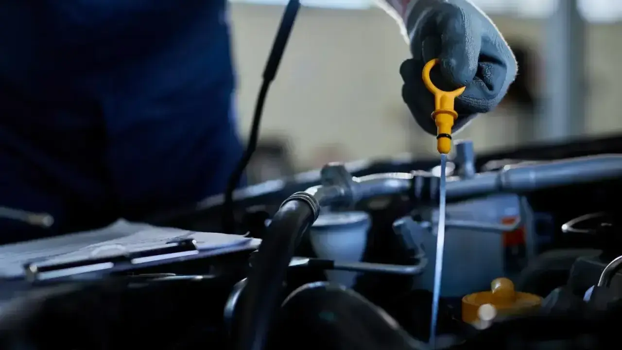 Mechanik sprawdza poziom oleju, co może pomóc wykryć nieszczelna odma objawy.