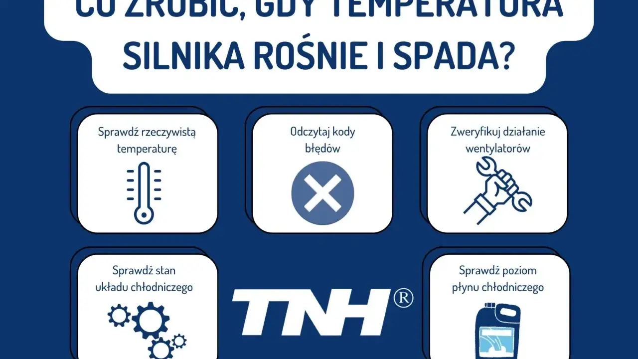 Gdy temperatura silnika rośnie i spada, sprawdź, czy chłodnica powinna być ciepła. Weryfikuj działanie wentylatorów, odczytaj kody błędów, stan układu i poziom płynu chłodniczego.
