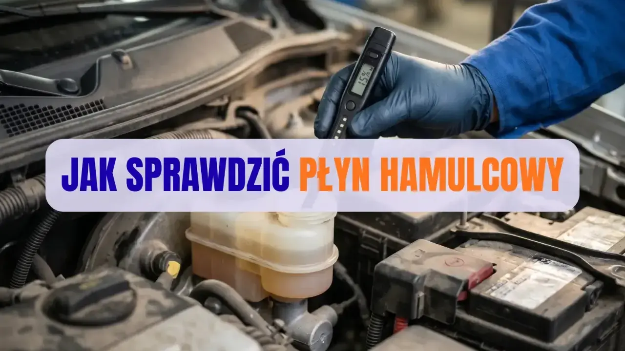 Mechanik w rękawiczce sprawdza płyn hamulcowy testerem. Wymiana płynu hamulcowego to ważny element dbania o bezpieczeństwo.