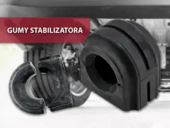 Dwa gumowe tuleje stabilizatora, kluczowe elementy zawieszenia, gotowe do montażu.