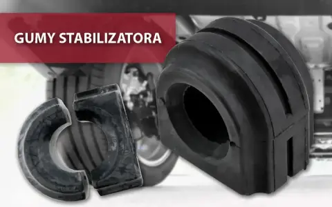 Dwa gumowe tuleje stabilizatora, kluczowe elementy zawieszenia, gotowe do montażu.