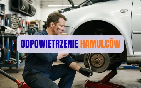 Mechanik wykonuje odpowietrzanie hamulców w samochodzie.