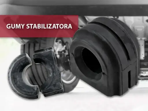Dwa gumowe tuleje stabilizatora, kluczowe elementy zawieszenia, gotowe do montażu.